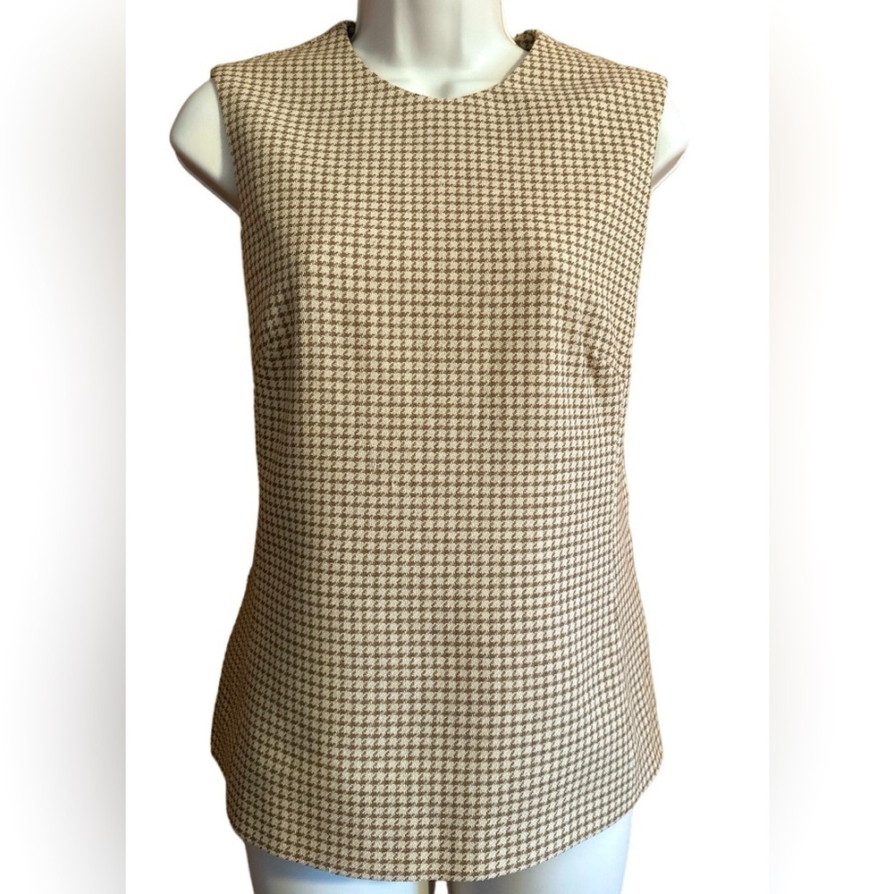 Banana Republic Made in Italy 100% Wool Round Neck Sleeveless Houndstooth Top